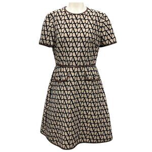 Valentino Beige / Black / Brown 2022 Iconograph Iconographe Leather Trimmed Logo